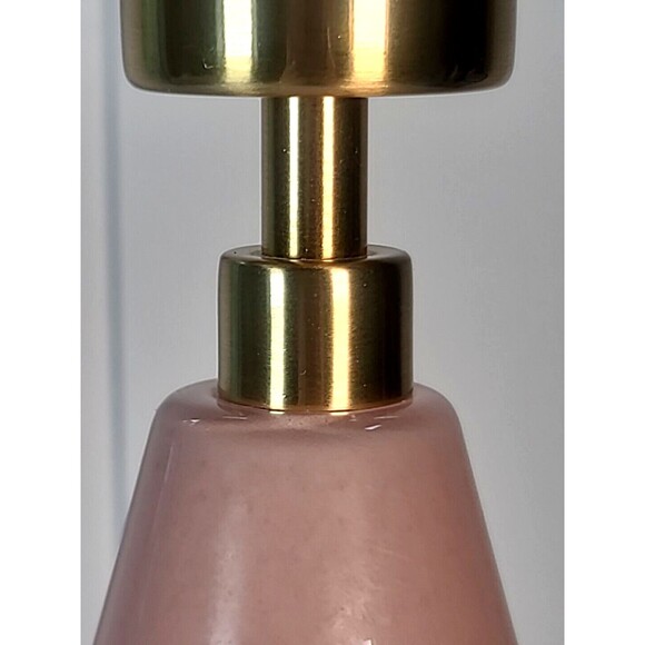 Pink Glass Art Deco Style Tall Cylinder Table Lamp Gold Hardware Tested- Works - Picture 4 of 7